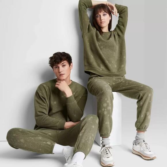 Oversized Sweatshirt Bleach Spots Wild Fable Green Tie-Dye XS Lounge Casual Cozy - Picture 3 of 8